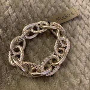 Large Silver Link Stretch Bracelet